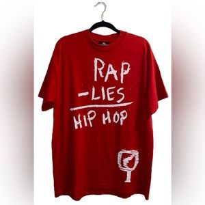 ENSTRUMENTAL RAP - LIES = HIP HOP RED TEE MEN SIZE LARGE